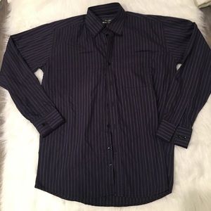 St.Michael Mark Spencer Purple Striped Dress Shirt